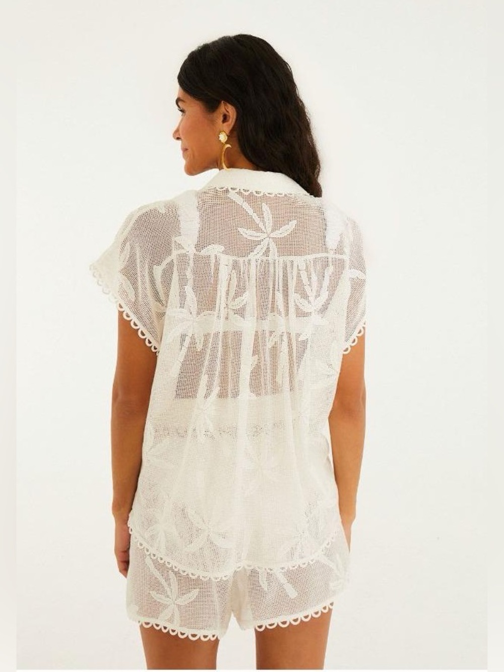 Farm Rio White Palm Tree Embroidered Shirt - Picture 7 of 12